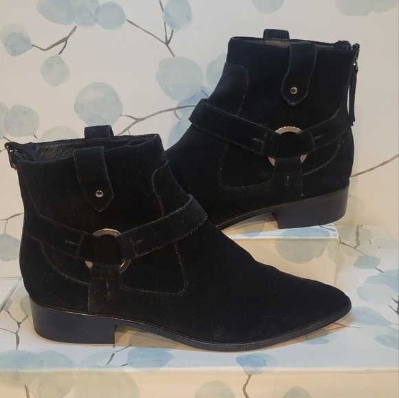 Rebecca Minkoff Jenni Suede Pointed Toe Booties 7.5M - Picture 5 of 10